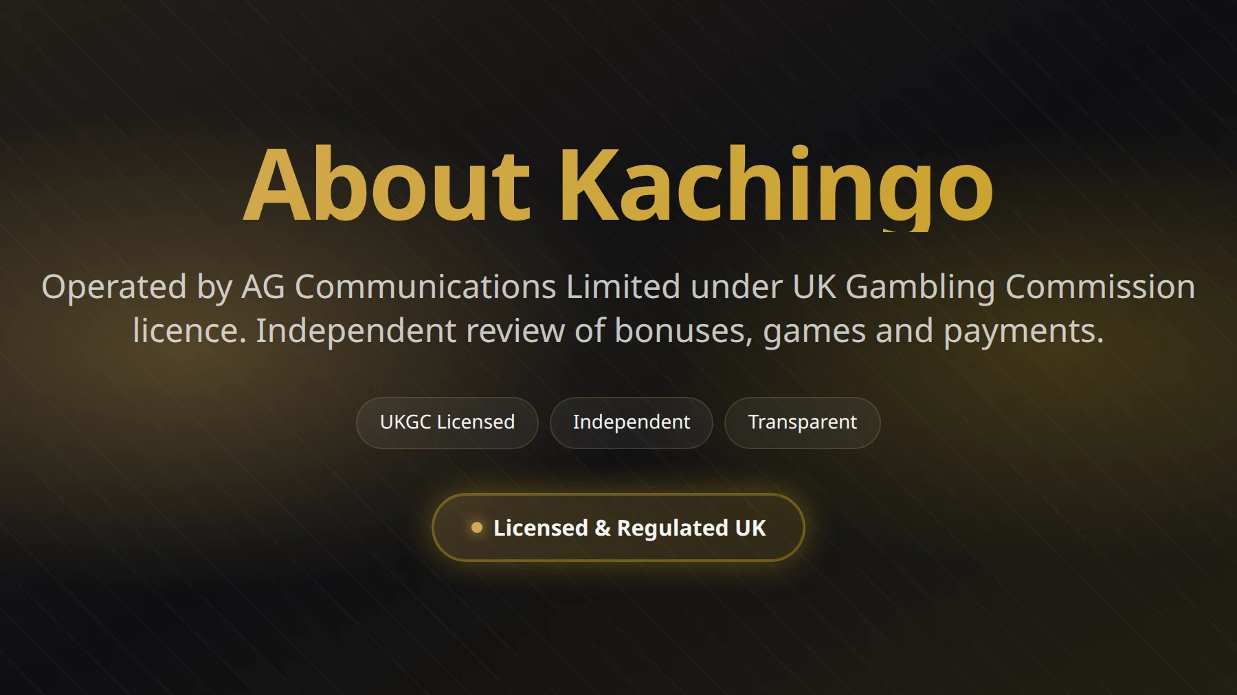 About Kachingo Casino UK operator and licensing